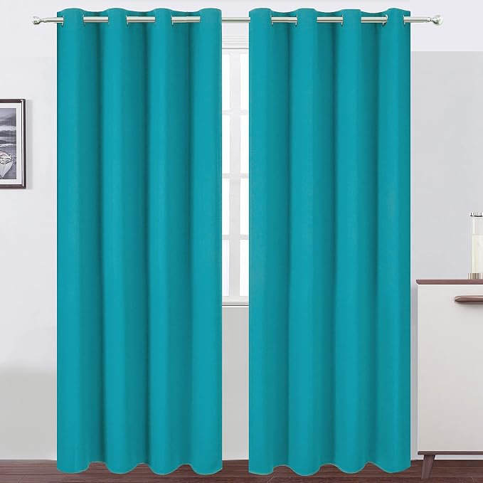Blackout Curtains 66 x 95 inch/Teal Curtains Set of 2 Panels/Thermal Insulated by Lemomo
