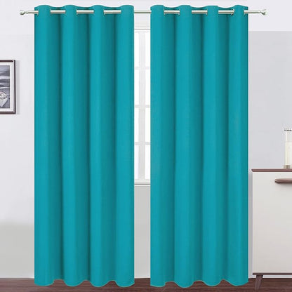 Blackout Curtains 66 x 95 inch/Teal Curtains Set of 2 Panels/Thermal Insulated by Lemomo