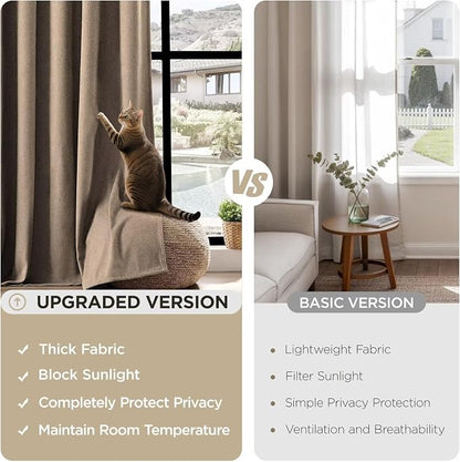 Joydeco Thick Linen Pinch Pleated Curtains 96 Inch Long 2 Panel Set - Image 4