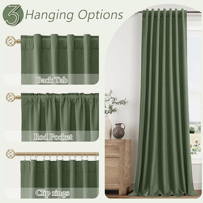 Olive Green 100% Blackout Curtains 84 Inch Length 2 Panels Set - Image 6