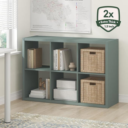 Furinno Cubicle Book Shelf, 6-Cube Bookshelf, Extra Thick Frame Horizontally & - Image 2
