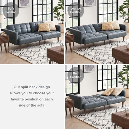 mopio Aaron 76.8" Couch, Small Futon Sofa Bed, Mid Century Modern Futon Couch - Image 6