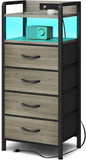 Lazzanto Grey NightStand with Charging Station by Lazzanto