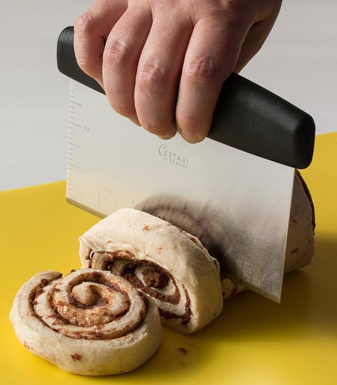 Dough Scraper Bench Knife: Professional Quality Heavy Duty Stainless Steel Bench Scraper, Chopper, Cutter - Perfect for Pastry, Nuts, Herbs, Chocolate, Pizza Dough, Soap, Bread Baking