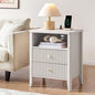 21" Fluted Nightstand with Charging Station – Modern Bedside Table with 2 by Fatmok