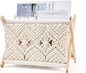 Mkono Macrame Magazine Rack Boho Storage Holder Standing Basket by Mkono