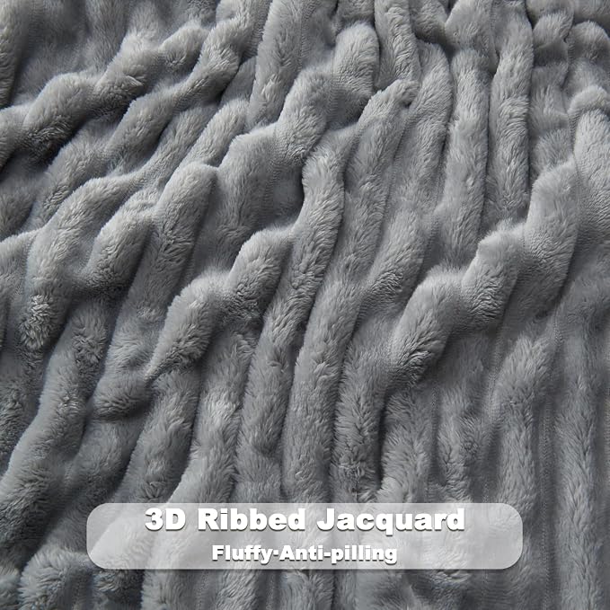 NEWCOSPLAY Fleece Ribbed Cozy Throw Blanket - Image 5