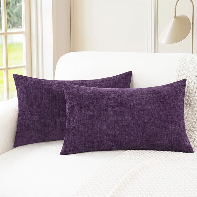 CaliTime Decorative Couch Throw Pillow Covers 20 X 12 Inches Plum Purple | Pack by CaliTime