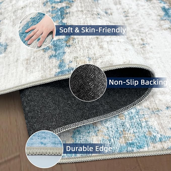 2x10 Runner Rug Non-Slip，Modern Abstract 10ft Washable Runner Rugs - Image 4