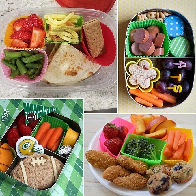 XANGNIER 40 Pcs Silicone Lunch Box Dividers,Reusable Lunch Bento Box Accessories for Kids,Lunchbox Supplies Accessories,Back to School Lunch Essentials,Silicone Cupcake Liners,Muffin Cups