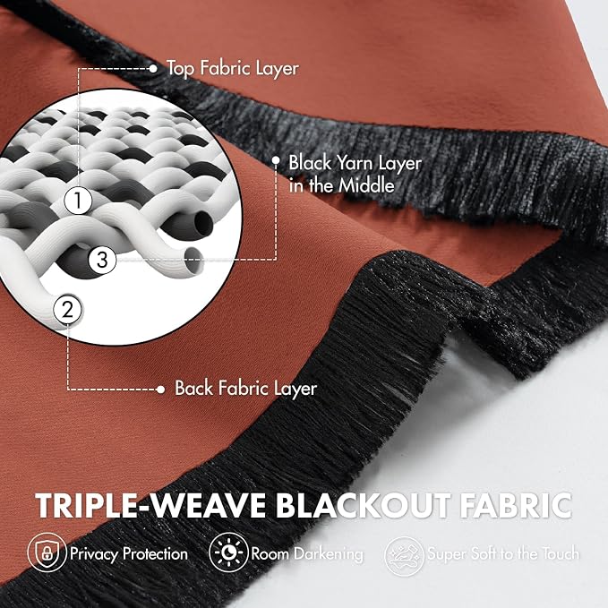 MIULEE Set of 4 Short Bedroom Blackout Curtains 54 Inch Long Burnt Orange | - Image 2