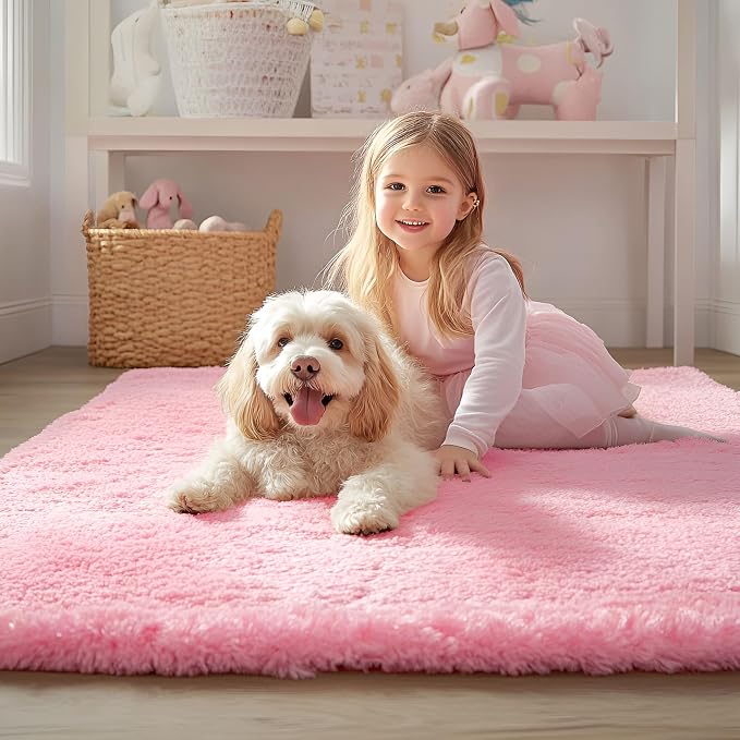 OLANLY 2x3 Machine Washable Small Bedside Rug, Soft Fluffy Shaggy Entryway - Image 3