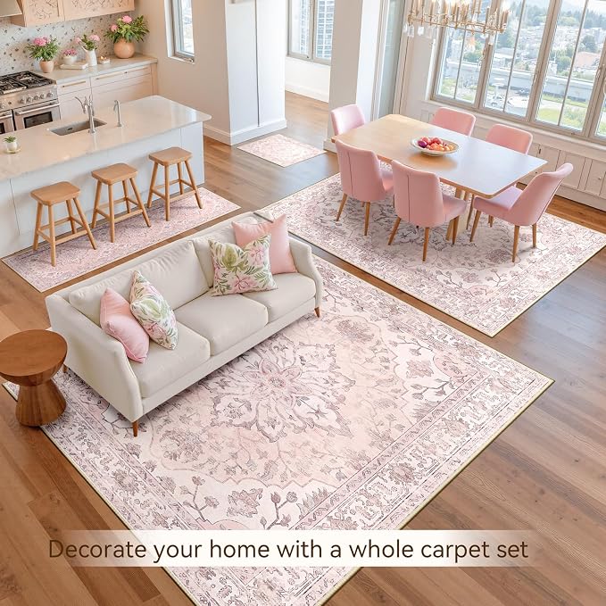 RELEANY Washable Area Rug, Water Repellent, Pet Friendly, Vintage Floral Boho - Image 9