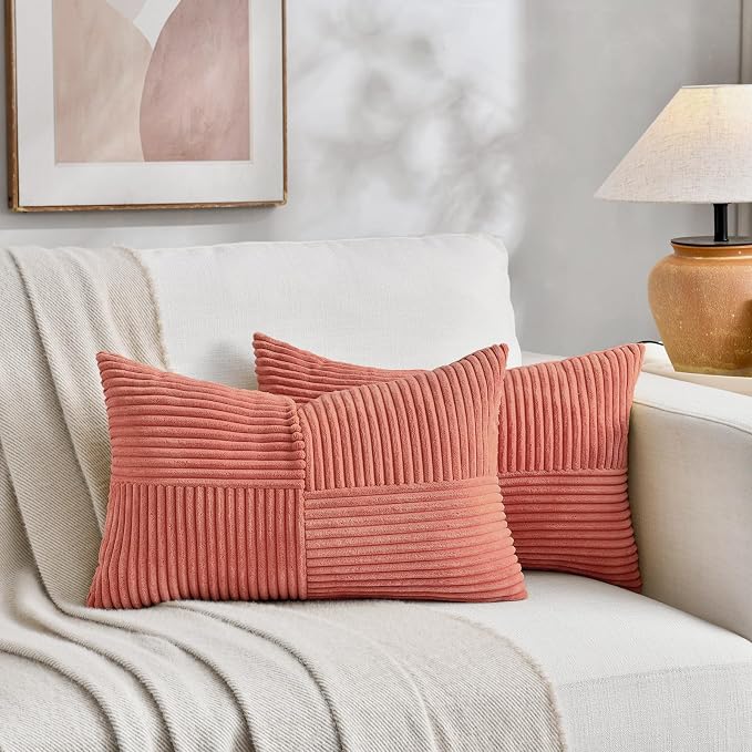 Fancy Homi 2 Packs Coral Lumbar Decorative Throw Pillow Covers 14x22 Inch - Image 5