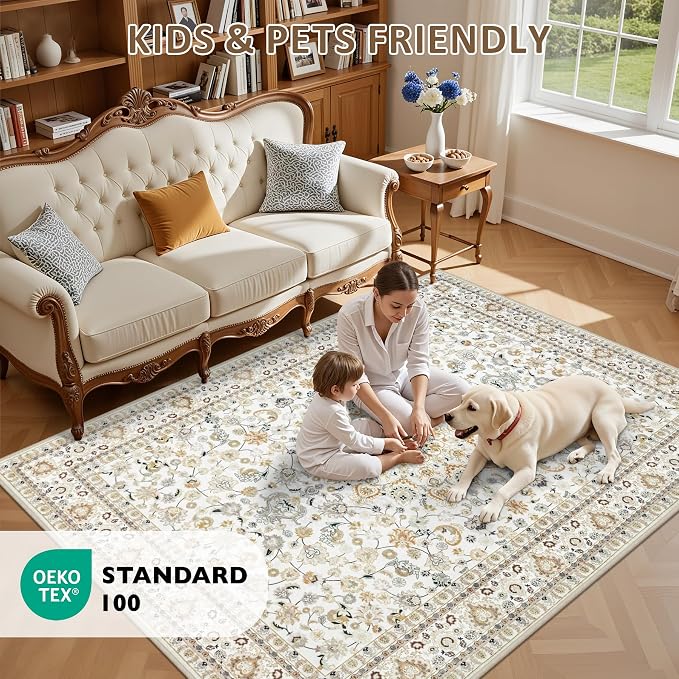 3x5 Area Rugs Living Room: Washable Vintage Rug - Image 9