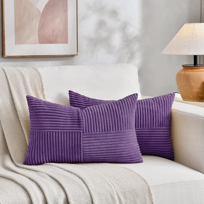 Fancy Homi 2 Packs Purple Lumbar Decorative Throw Pillow Covers 12x20 Inch - Image 5