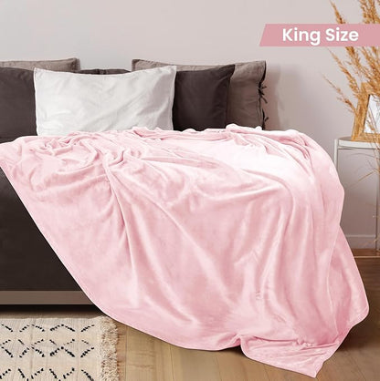 Utopia Bedding Ultra Soft Fleece Bed Blanket King Size Pink | Microfiber Plush - Image 2