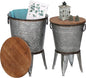 RUSTOWN Farmhouse Side Tables Set of 2, Galvanized Metal Bucket End Table by RUSTOWN