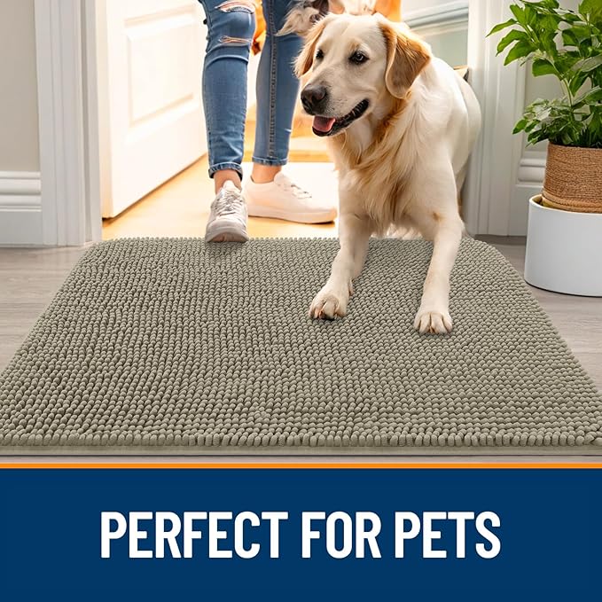OLANLY Dog Door Mat for Muddy Paws 70x35, Super Absorbent Chenille Mud Mat | - Image 6