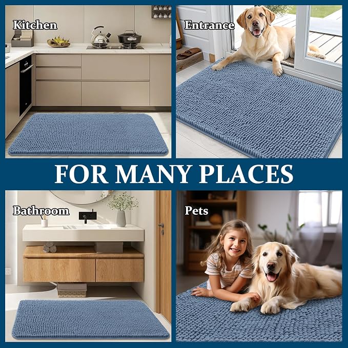OLANLY Dog Door Mat for Muddy Paws 47x20, Super Absorbent Chenille Mud Mat | - Image 8