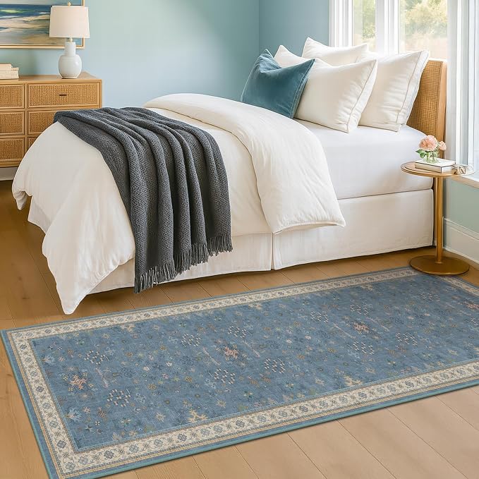 Light Blue 2x7 Washable Kitchen Runner - Image 3