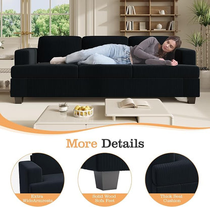 Apicizon Modern Loveseat & 3-Seater Sofa Set of 3, Corduroy Couch 3 Piece Sofa - Image 4