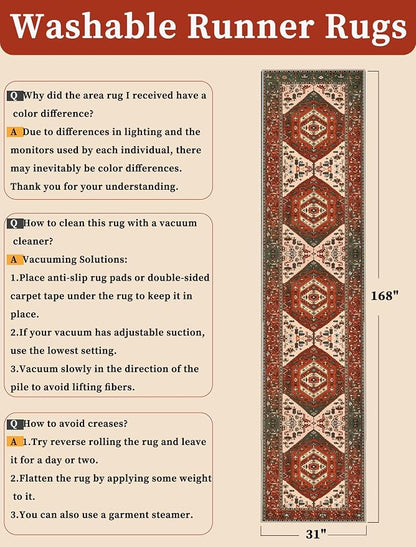 SERISSA 2'6"x14' Washable Non Slip Boho Runner Rug - Image 2