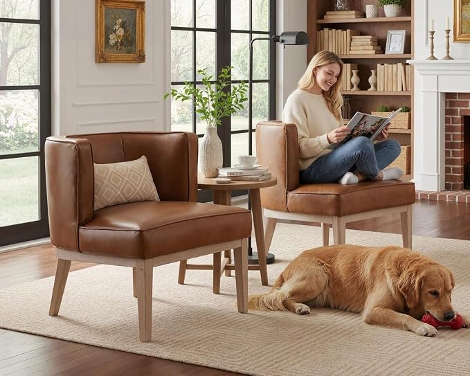 Brown Leather Barrel Chair - Image 8