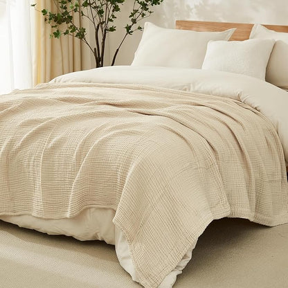 EMME Muslin Blankets for Adults Throw Blanket for Couch Breathable Gauze Soft - Image 3