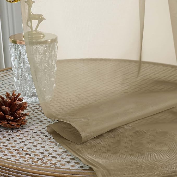 Taupe Sheer Curtains 120 Inches Long 2 Panels Set, Airy Lightweight Sheer Taupe - Image 7