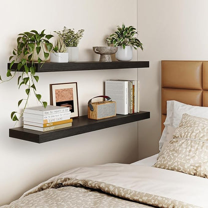 Fixwal Floating Shelves for Wall, 35.4" Long Heavy Duty Wall Mounted Rustic - Image 6