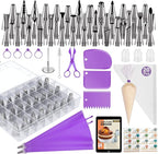 Kootek 90 PCs Piping Bags and Tips Set, Cake Decorating Supplies Kit with 55 Numbered Icing Piping Tips, 20+2 Pastry Bags for Cake Cupcake, Frosting Piping Kit with Booklet and eBook