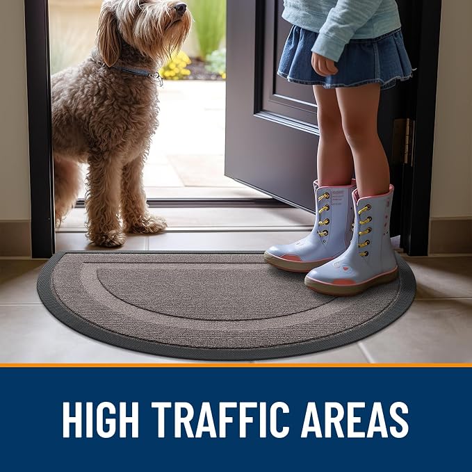 OLANLY Half Circle Front Door Mat Outside 33x21 All-Season Rubber Doormat | - Image 6