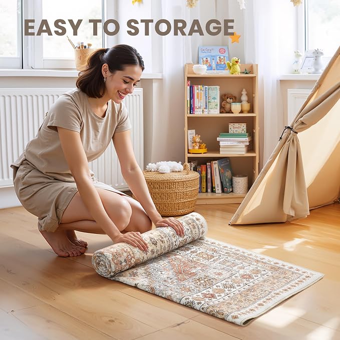 2'6 x 8' Runner Rug Non Slip, Washable Kitchen Rugs, Nursery Room, Soft Runner - Image 7