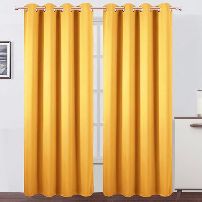 Blackout Curtains 66 x 84 inch/Yellow Curtains Set of 2 Panels/Thermal by Lemomo