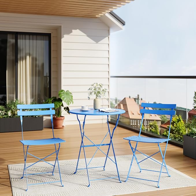 3-Piece Folding Bistro Set, Outdoor Patio Furniture Set - Image 5