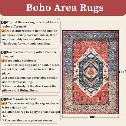 SERISSA 9x12 Washable Non Slip Boho Area Rug - Image 2
