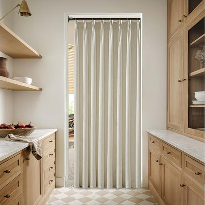 Semi Sheer Flax Linen Blend Pinch Pleat Beige Linen 72 Inch Curtains 50W | - Image 8