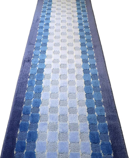 35 Ft Blue Extra Long Hallway Runner Rug, Custom Size, Non Slip Washable | - Image 6