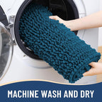 Arotive Luxury Chenille Bathroom Rug Mat, Extra Soft Thick Absorbent Shaggy Bath Rugs, Non-Slip Machine Wash Dry, Plush Bath Mats for Bathroom, Shower and Tub, 40x32, Peacock Blue
