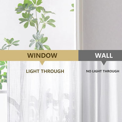 MYSKY HOME White Curtains for Living Room 1 Panel, Semi Sheer Curtains & Drapes - Image 7