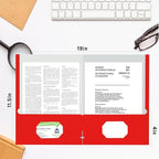 Zzrywuty File Folders with Pockets Letter Size, 50-Pack Paper Folders with Card Slot, Two Pocket Folders for School Students, Businessmen, Home and Office Workers（Red）
