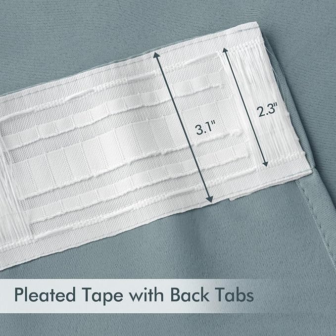MIULEE Slate Blue Back Tab Blackout Curtains 52x96 Inch Long 2 Panels Set | Rod - Image 4