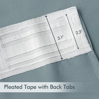 MIULEE Slate Blue Back Tab Blackout Curtains 52x90 Inch Long 2 Panels Set | Rod - Image 4