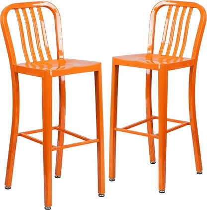 Flash Furniture Gael Commercial Grade 2 Pack 30" High Orange Metal by FlashFurniture