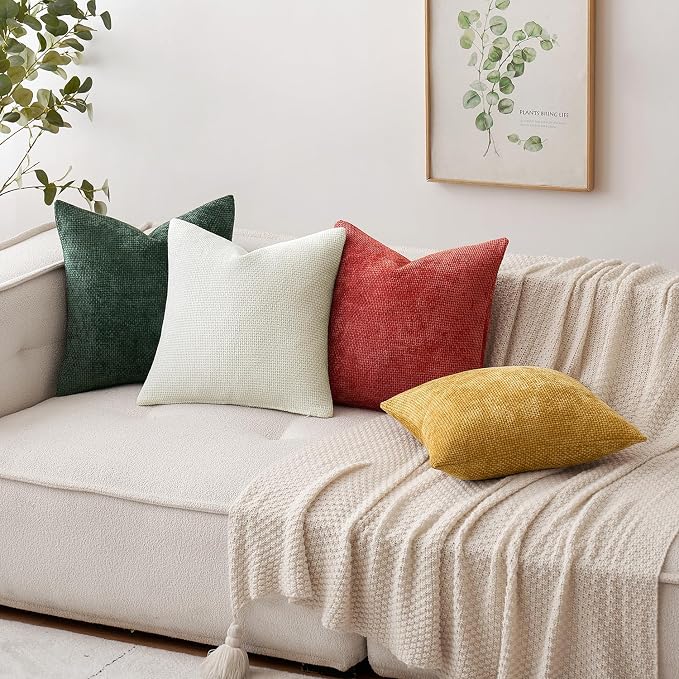 MIULEE Decorative Couch Throw Pillow Covers 18x18 in Pure White 2 Pack | Modern - Image 3