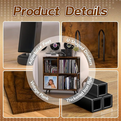 Faesun 3 Tier Flip Top Record Player Stand, Vinyl Record Storage Holds up to - Image 6