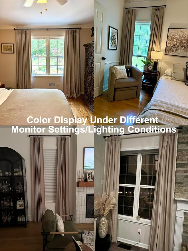 Vision Home Sand Pinch Pleated Full Blackout Curtains Linen Blended Room - Image 5