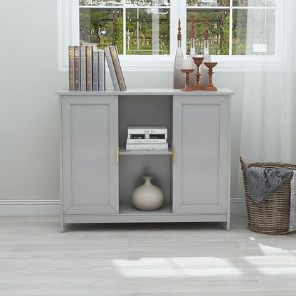 TaoHFE Grey Kitchen Pantry, Modern Wooden Small Credenza Sideboard Coffee - Image 5