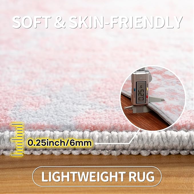 Aelenmu 6x9 Area Rugs for Living Room Bedroom Dining Room Washable Pink | Soft - Image 6
